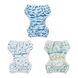 ALVABABY 3pcs Swim Diapers Baby & Toddler Snap One Size Reusable Adjustable Baby Boy Large Fish&sea-Plant 3ZSWY02
