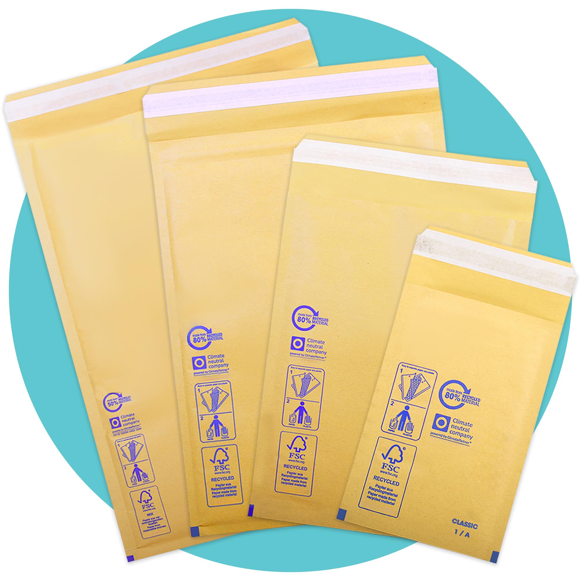 Triplast Gold Bubble Padded Envelopes - Pick Qty & Size: 50 x 7/G (230x340mm) C4 Envelopes - Max Large Letter Bags with Bubble Wrap Lining and Peel & Seal Strip for Royal Mail Shipping & Postage