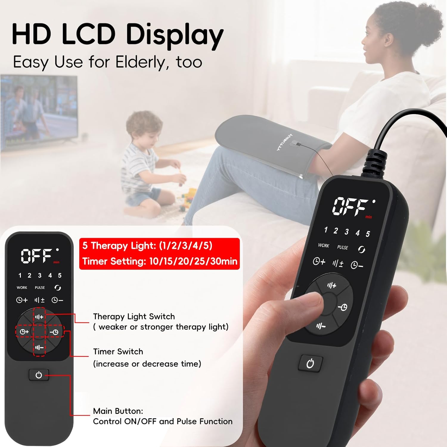 Oversized Red Light Therapy Gloves for Hands Wrist Arms Joints, 660nm & 850nm Infra Red Heated Small Therapy Mat for Back Thign Relax, Timer, for Women Men, 6.6FT Cord - Image 4