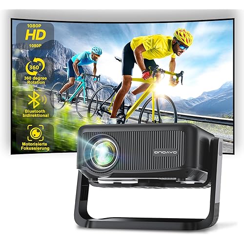 [360°Adjustable Stand] Mini Projector with WiFi and Bluetooth: Electric Focus & Auto Keystone 1080P 500 ANSI Bluetooth Projector, ONOAYO AY3 Portable Movie Phone Projector for Home Upgrade Black