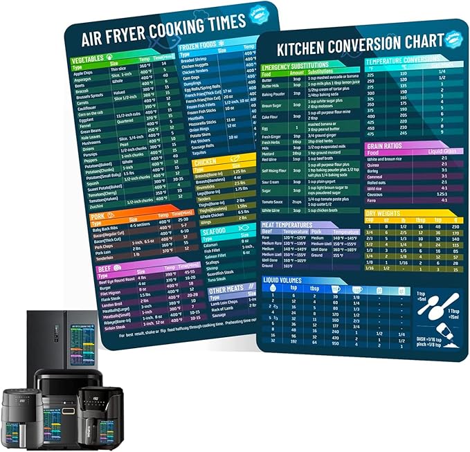 VOXXU 2 Pack Air Fryer Conversion Chart for UK Air Fryer