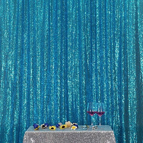 Poise3EHome 5FT x 7FT Sequin Photography Backdrop Curtain for Party Decoration, Turquoise