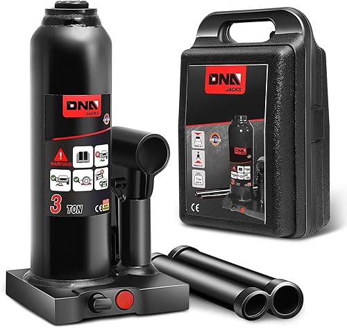 Miniatura 18 de DNA Motoring Gato hidráulico de aire de botella - 20 toneladas (40,000 libras) de capacidad, mango manual y bomba de aire para la elevación