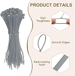 Cravates Zip Cable en plastique, Cravate Zip en fil autoportant 6 Inch Fit pour Home Garden Bureau Workshop Voyage - (100 Pack, gris)