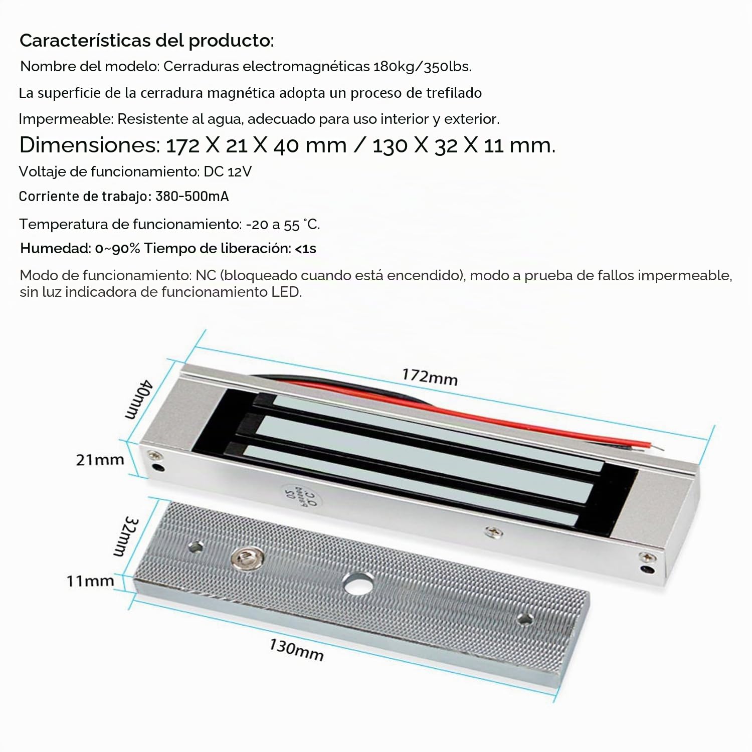 YAVIS Sistema de Control de Acceso a la Puerta Kit con Contraseña Teclado, 180kg 350lbs Cerradura Magnética Eléctrica, DC 12V Fuente de Alimentación, fuente de alimentación, 10 llaveros de RFID 125KHz