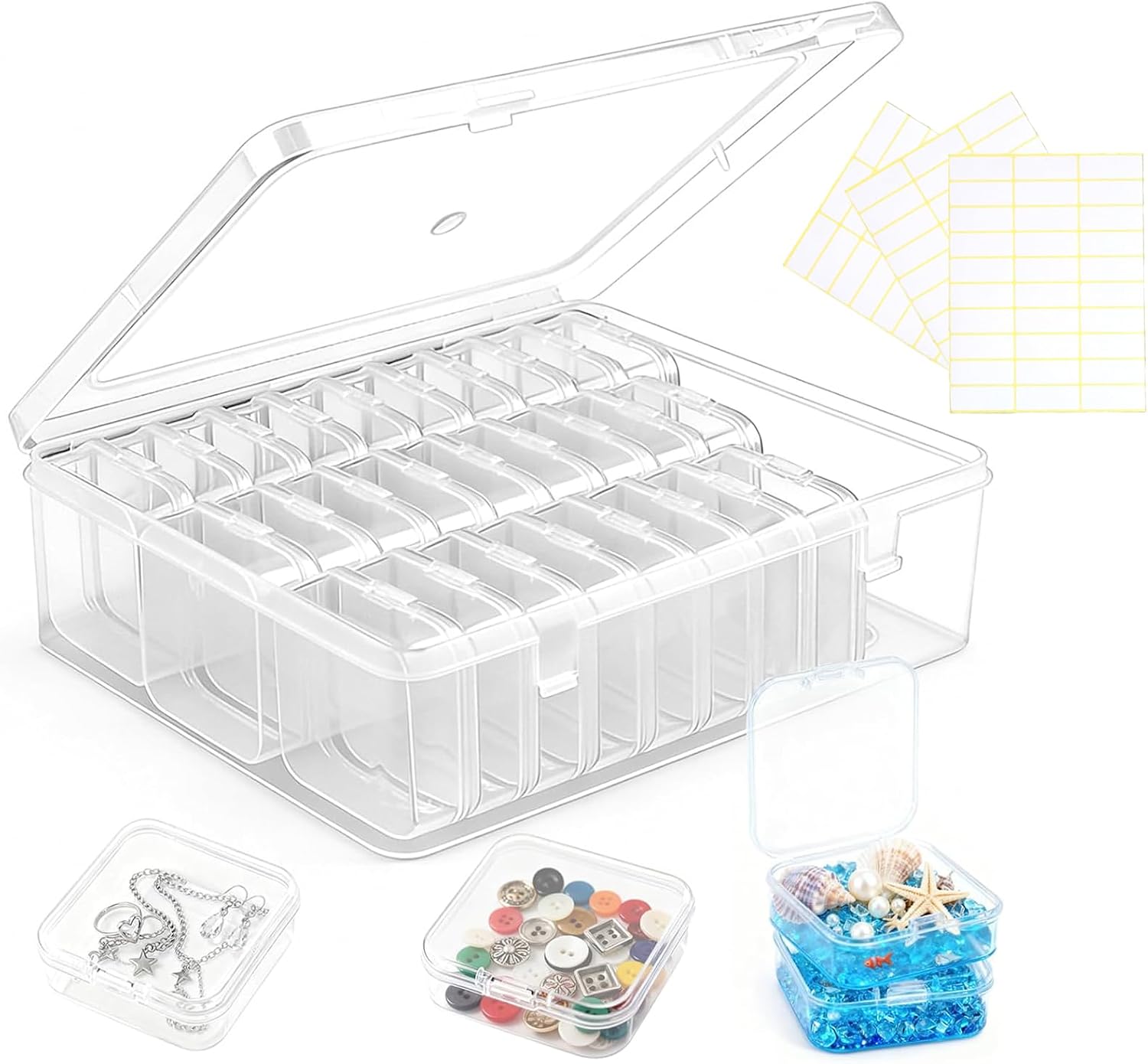 30 Compartments Bead Storage Box, Diamond Painting Storage Box, Plastic Sorting Box with Independent Compartments, Small Parts Sorting Boxes for Nail Art, Rhinestones, Jewellery, DIY Crafts