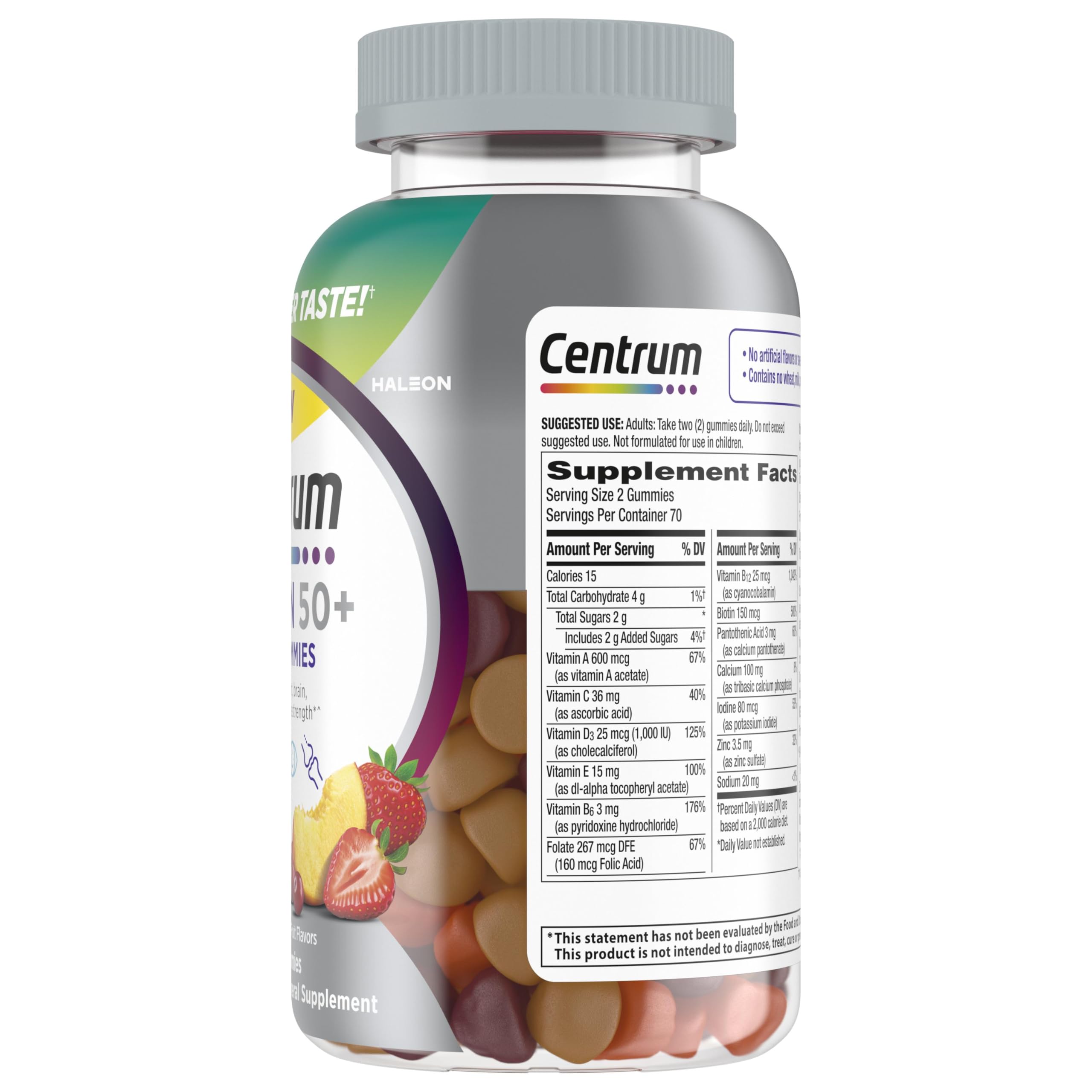Centrum MultiGummies for Women 50 Plus, Multivitamin/Multimineral Supplement with Vitamins D3, E, B6, and B12, Assorted Fruit Flavor - 140 Count