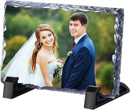 HooAMI Marcos de fotos personalizados marcos de placa de pizarra de piedra de piedra, regalos personalizados para hombres, mujeres, parejas,