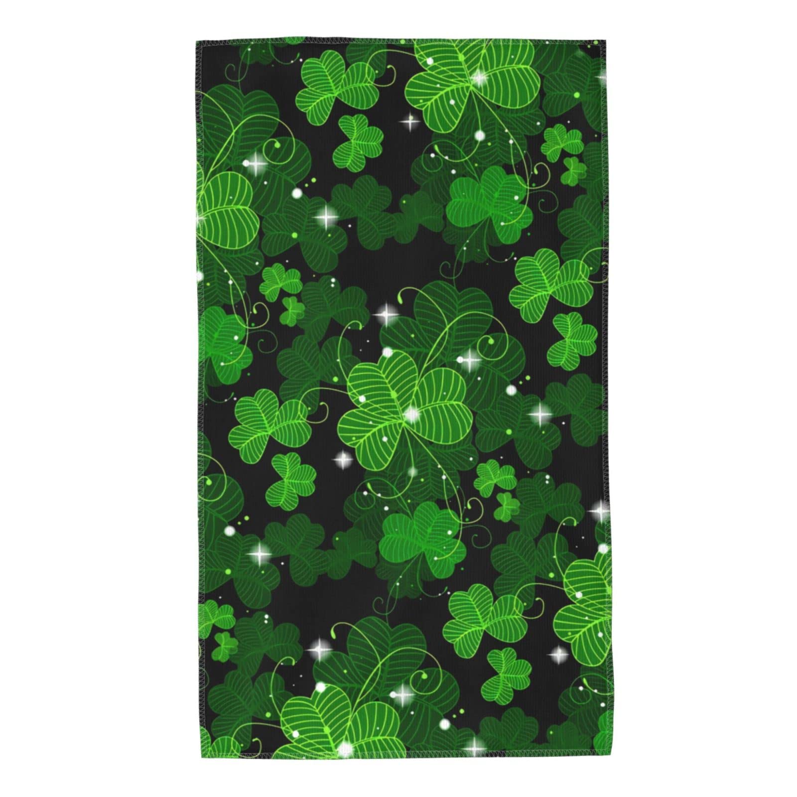 Opalntus St. Patricks Day Decorations Hand Towels Four-Leaf-Clover Green Lucky Ireland Saint Patrick's Day Shamrock Clover Kitchen Towel 27.5" X 16"