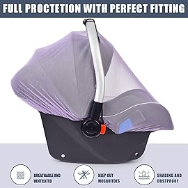 Mosquito Net for Baby Car Seats, Infant Car Seat Insect Mesh Net, Breathable, Universal Fit for All Car Seats, Premium Quality: Machine Washable Durable & Long Lasting Infant Insect Netting (Purple)