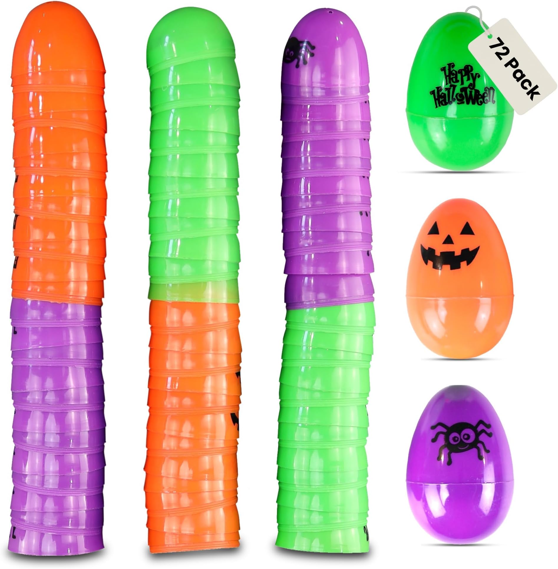 Iconikal Halloween Fillable Plastic Eggs, 2.4-Inch, 72-Pack