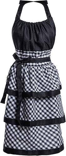 Miniatura 1 de Lindos Delantales de Patrón Floral Retro con Bolsillos Grandes para Mujeres Niñas Cocina Panadería Regalo para Madre