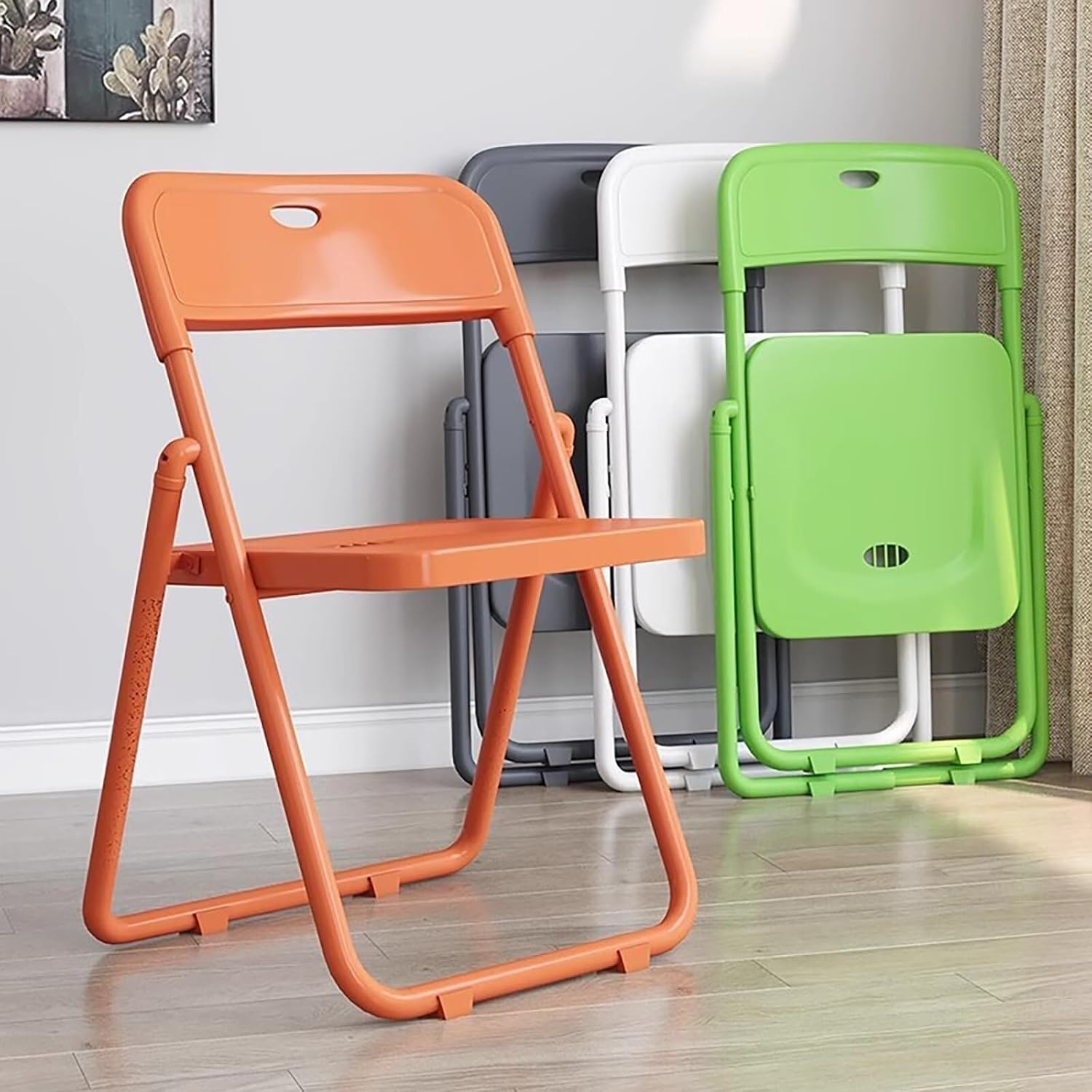 Plastic Folding Chairs - Pack of 1 Portable Folding Chairs for Dining, Office, Vanity, Makeup, Study & Home Soft Seating(Rojo)