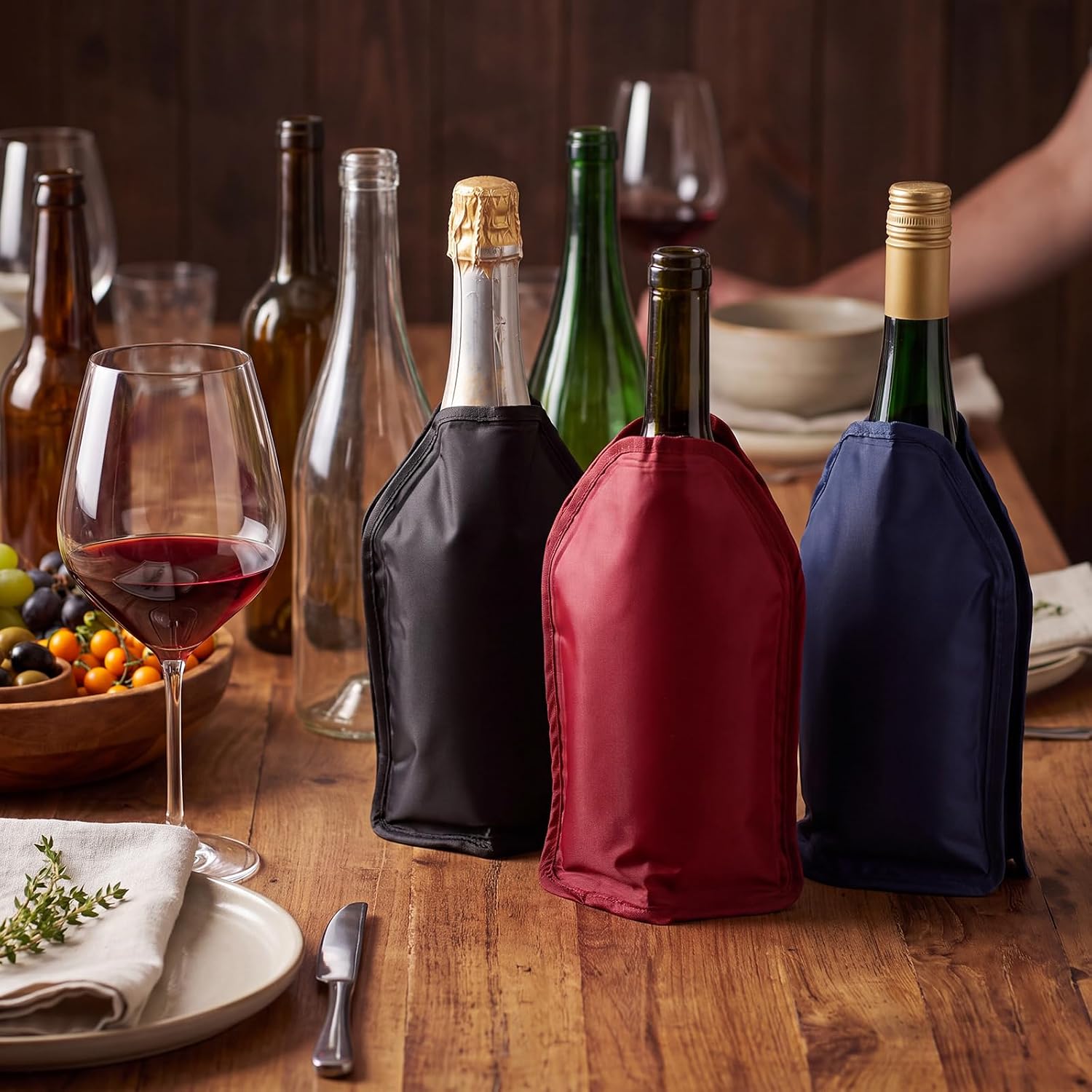 3 Pack Portable Wine Cooler Sleeve Reusable Bottle Chiller