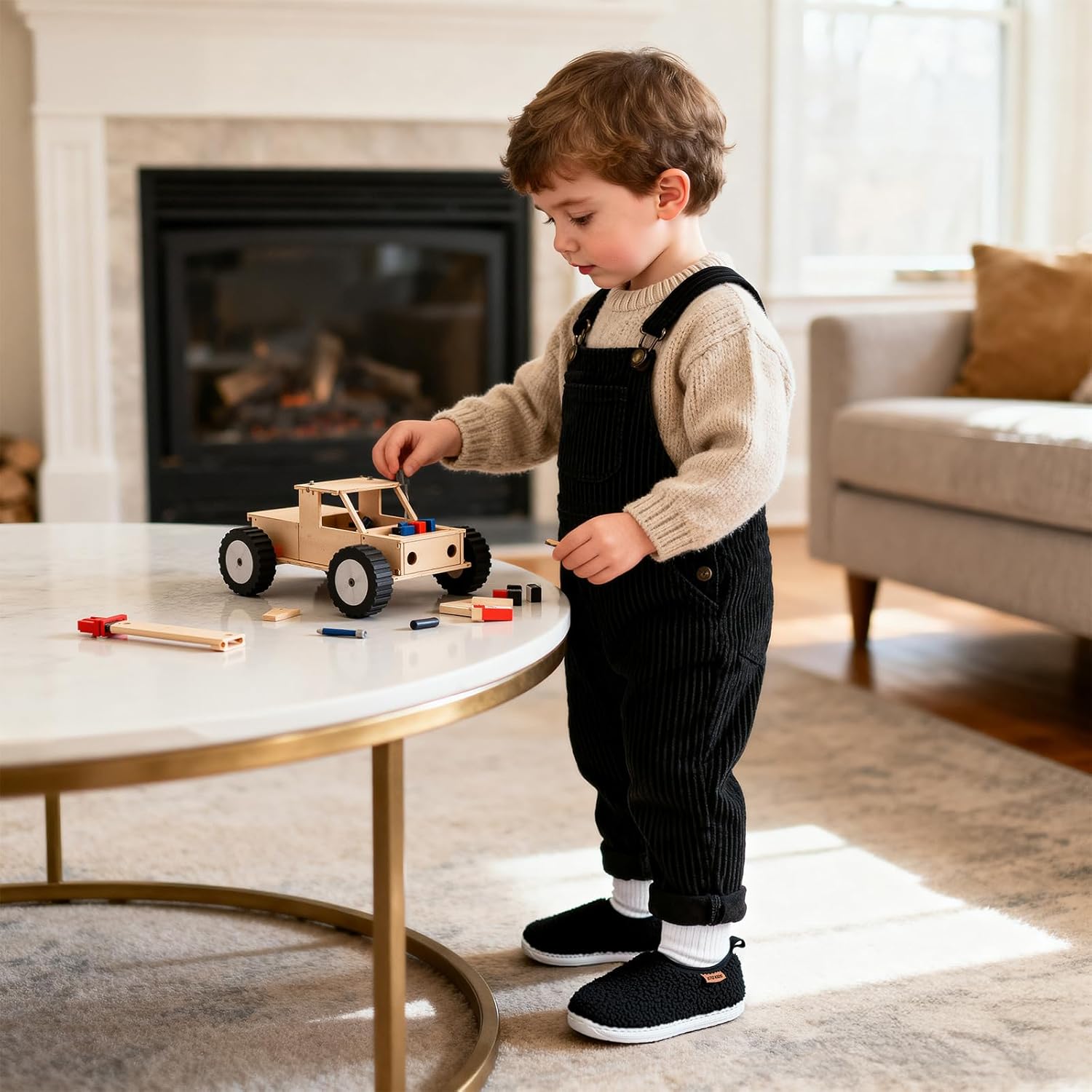 Toddler Kids Slippers Boys Girls Indoor House Shoes Non-Slip Fuzzy Warm Woolen Bedroom Baby Slip On Slipper Cozy Lightweight Walking Shoes for Home Outdoor Winter Unisex - Image 2