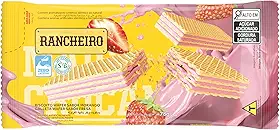 Biscoito Wafer Rancheiro Morango 78g – Leve, Crocante e Vegano, Recheio Cremoso de Morango