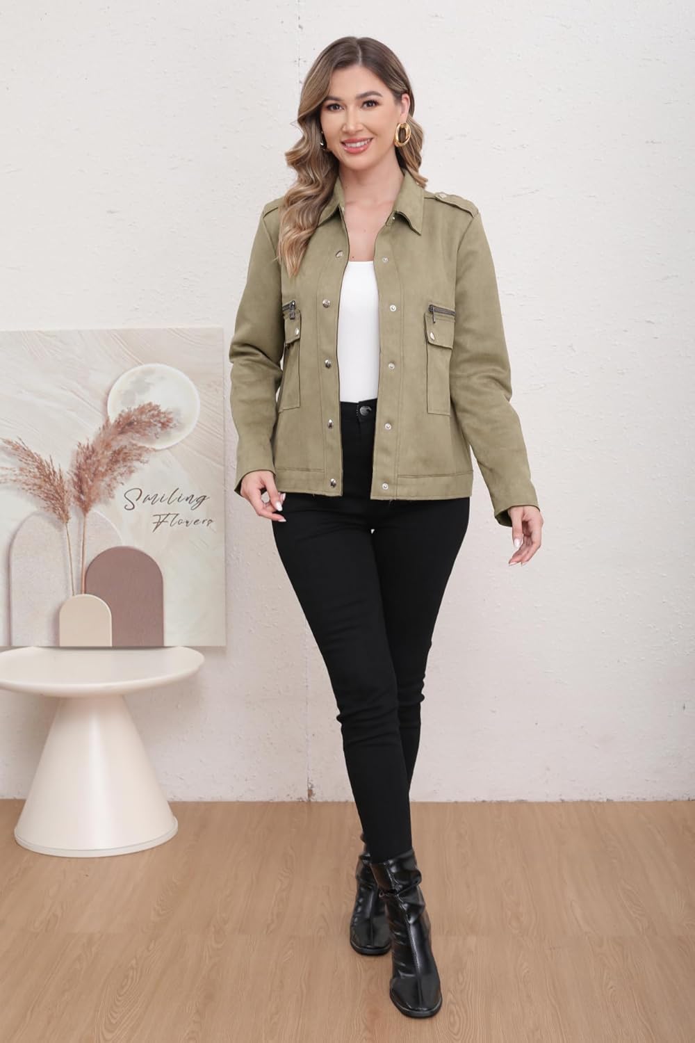 utcoco Womens Cropped Suede Leather Jacket Fashion Motorcycle Bomber Jackets Fall Winter Coats for Women 2025 - Image 2