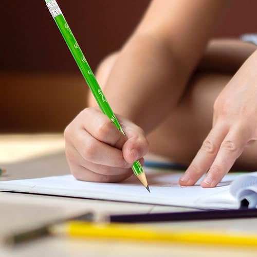 Miniatura 3 de EXCEART Lápices del Día de San Patricio, 12 lápices de trébol con borrador, tréboles, novedosos lápices de rayas, lápices de madera de la suerte,