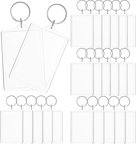 Llavero de acrílico rectangular transparente en blanco, llavero de acrílico para marco de fotos, llaveros, llavero para llavero, 2 x 3 pulgadas,