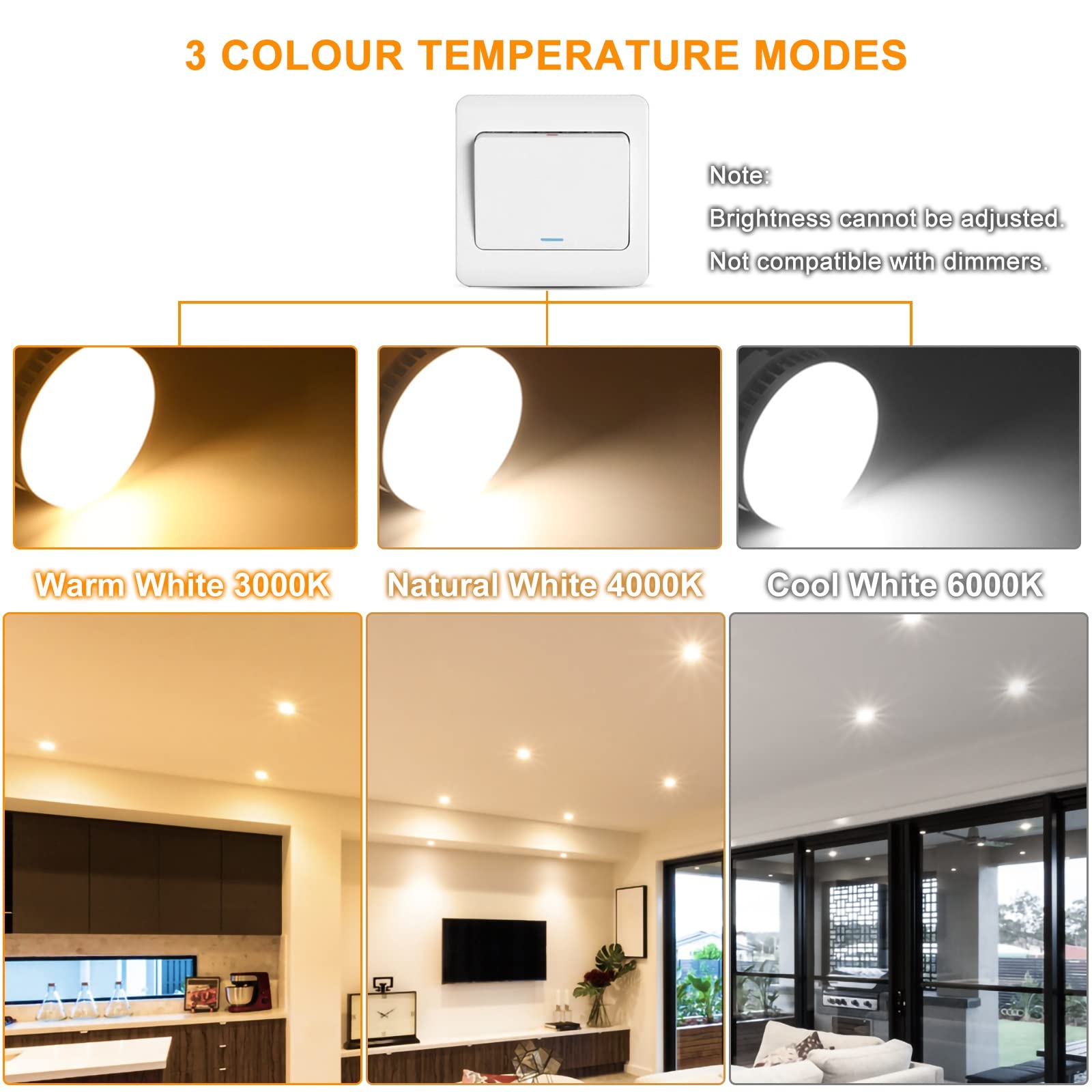 Ampoules LED GX53, 7W GX53 LED 3000K/4000K/6000K 700LM, AC 220-240V Pas De Variation Pas De Clignotement, 6 Pièces