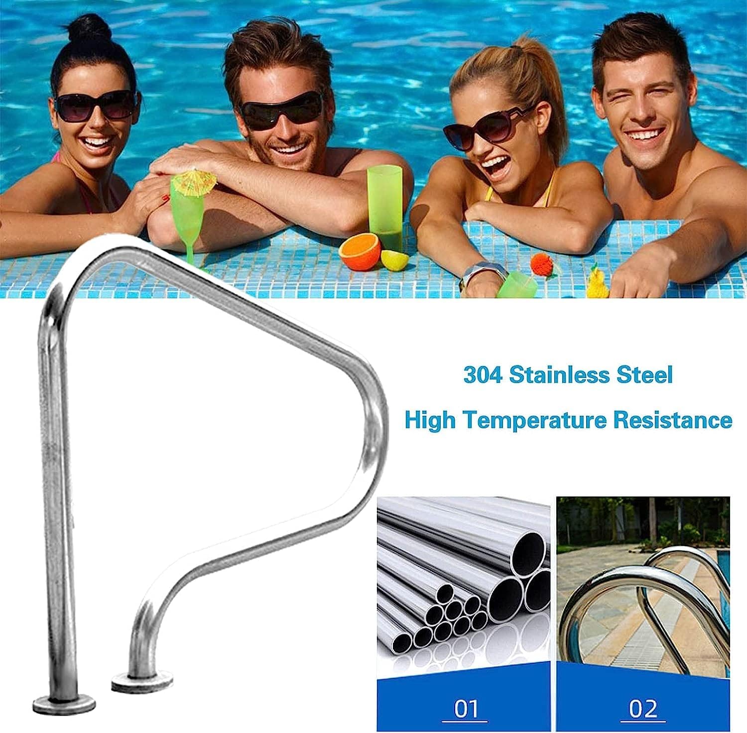 Pool Handrails Safe Use(1pcs) Handrail Swimming Pool Hand Rail, 304 Stainless Steel Pool Stair Rail, Perfect Handle Pool Grab Ladder for Inground Pool Entry (Thick 1.2mm)