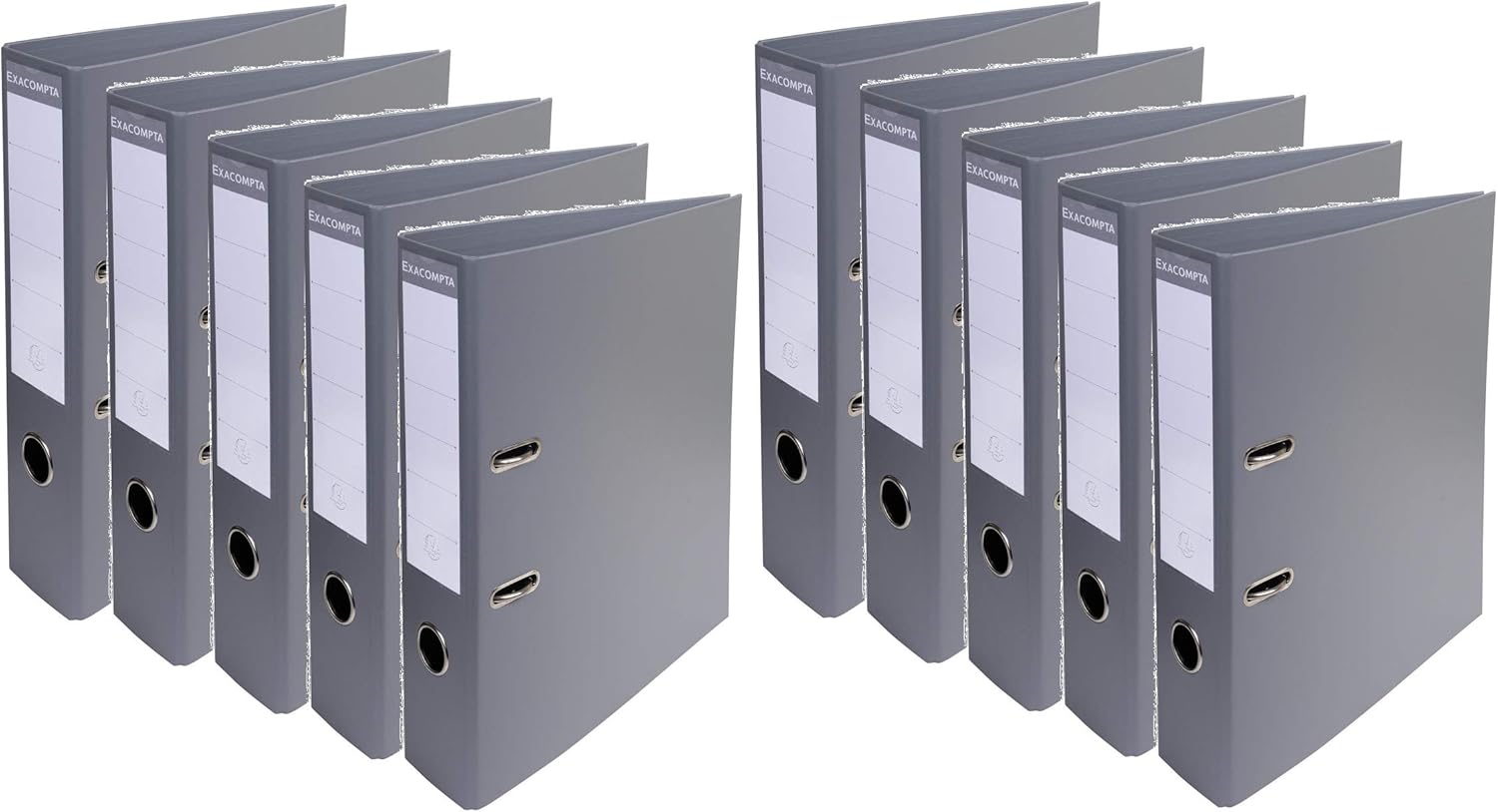 Exacompta - Ref 53754E - Box of 10 A4 Lever Arch Files - 70 mm Spine - Mechanical 75 mm - External Dimensions: 32 x 29 x 7 cm - A4 Filing Format - Colour: Dark Grey