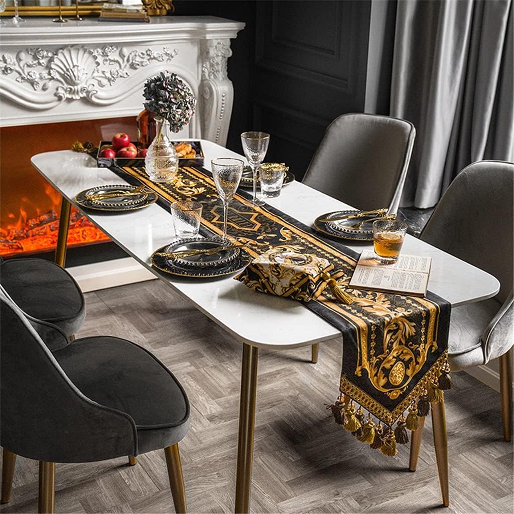 JSEIAJB European Retro Long Strip Table Runner American Dining Table Coffee Table TV Cabinet Bed Flag Strip Decoration Cover Cloth(D,30x200cm)