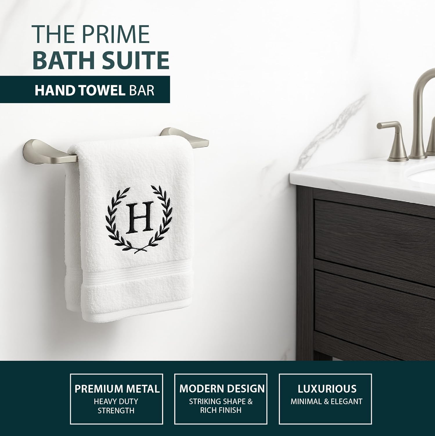 Mega Handles Bathroom Towel Holder Set - 4 Pieces Bathroom Accessories Sets - Heavy Duty Bathroom Accessory Set, 25'' Towel Bar, Robe Hooks & Toilet Paper Holder Wall Mounted - Satin Nickel Bath Suite