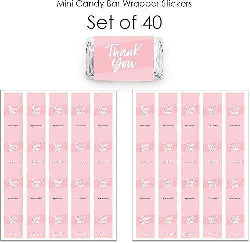 Miniatura 3 de Big Dot of Happiness Rosa elegantemente simple  Mini pegatinas de barra de caramelo  recuerdos de fiesta de invitados pequeños regalos  40 unidades