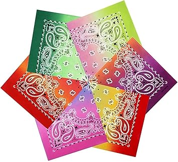 Amazon 6ピース ノベルティ グラデーション バンダナ クラシック ペイズリー 綿100 バンダナ 男性用ハンカチ 男性用コットンバンダナ 赤 白 青 犬用バンダナ Airmask バンダナ 通販