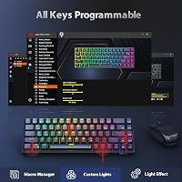RK ROYAL KLUDGE G68 Mechanikus Gamer Billentyűzet - 65% Kompakt, RGB, Vezeték Nélküli/Bluetooth/USB, Hot-Swap, Piros Kapcsoló, Fekete 6