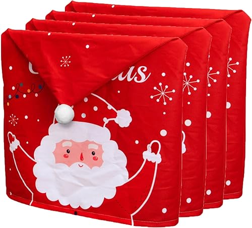 Miniatura 7 de Juego de 4 fundas para respaldo de silla de Navidad, fundas para sillas de comedor, decoración de Navidad, para restaurante, hotel, hogar, cocina,