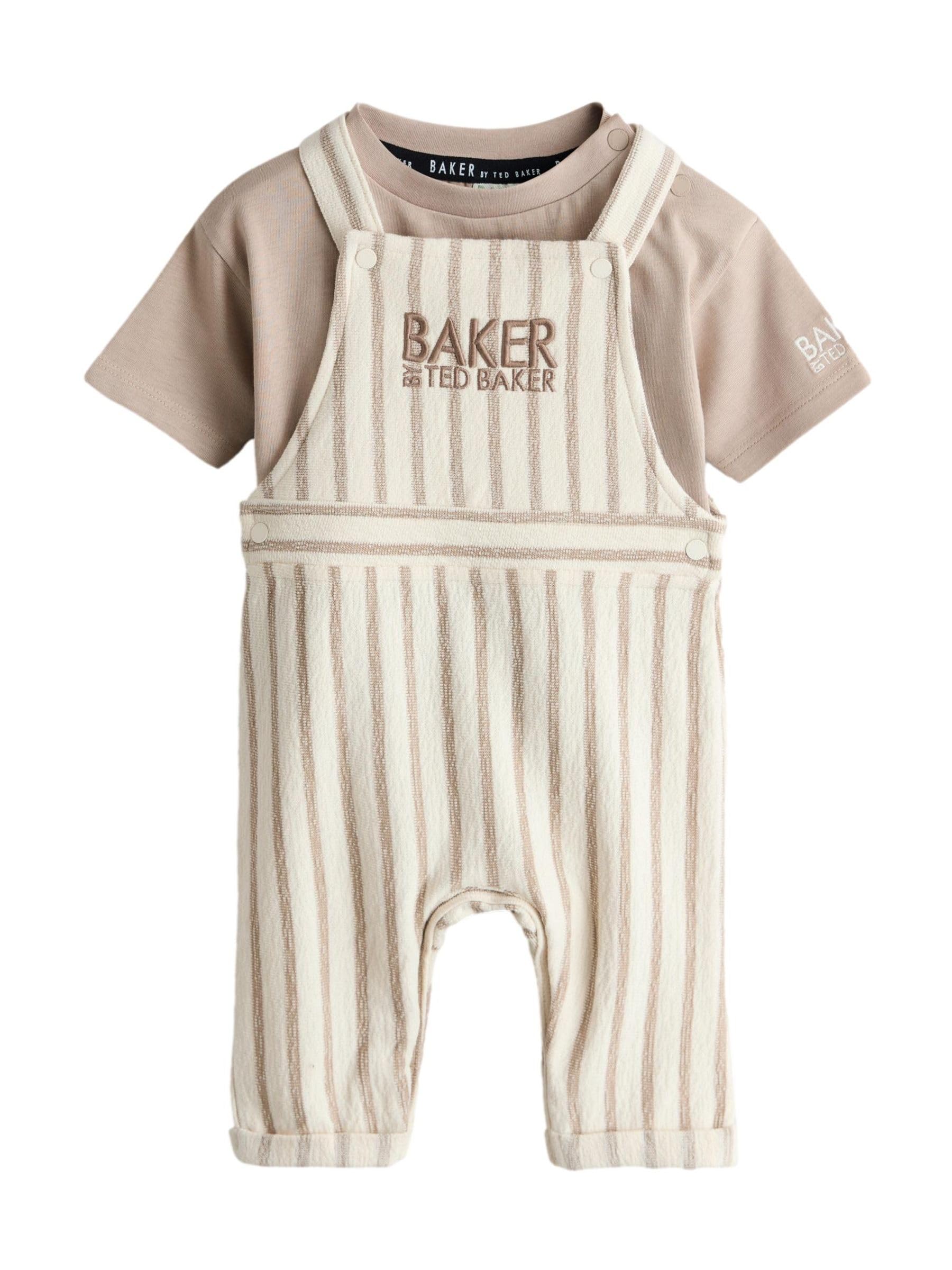 Baby Jungen Gestreifte Latzhose und Kurzarm-T-Shirt im Set
