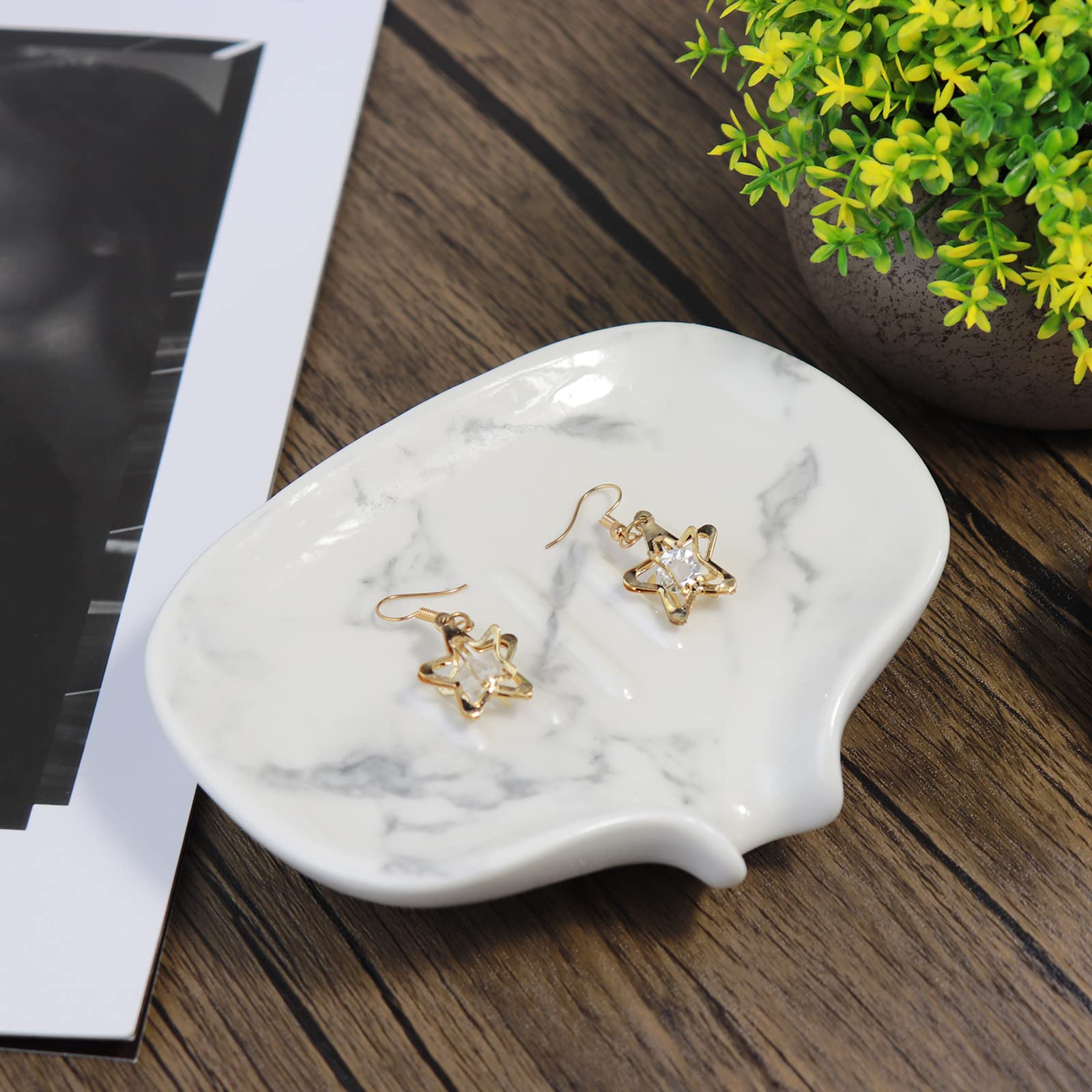 Portasapone in ceramica con struttura in marmo, portasapone, portasapone autosenoso, a cascata, porta spugne, accessori da bagno per bagno, cucina, bancone da bar.