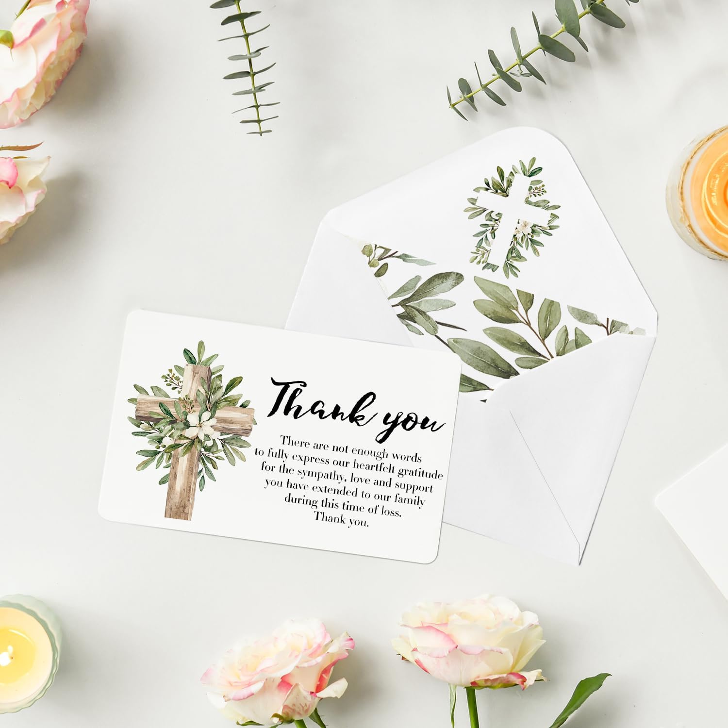 Artoid Mode 24 Pack Wooden Crosses Olive Leaf Spring Thank You Flower Cards Greeting Cards Gift With Envelope Sticker Blank Note Cards for Birthday Wedding Baby Shower Bridal Shower, 4 x 6 Inch - Image 7