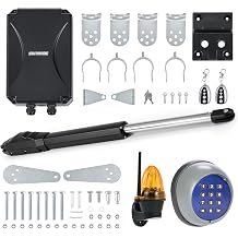 CO-Z Single Swing Gate Opener Kit, Electric Gate Opener for Doors up to 400 kg 6 m, Driveway Home Garden Gate Opening System for Swing Gates with Remote Controls & Warning Light & Wireless Keypad