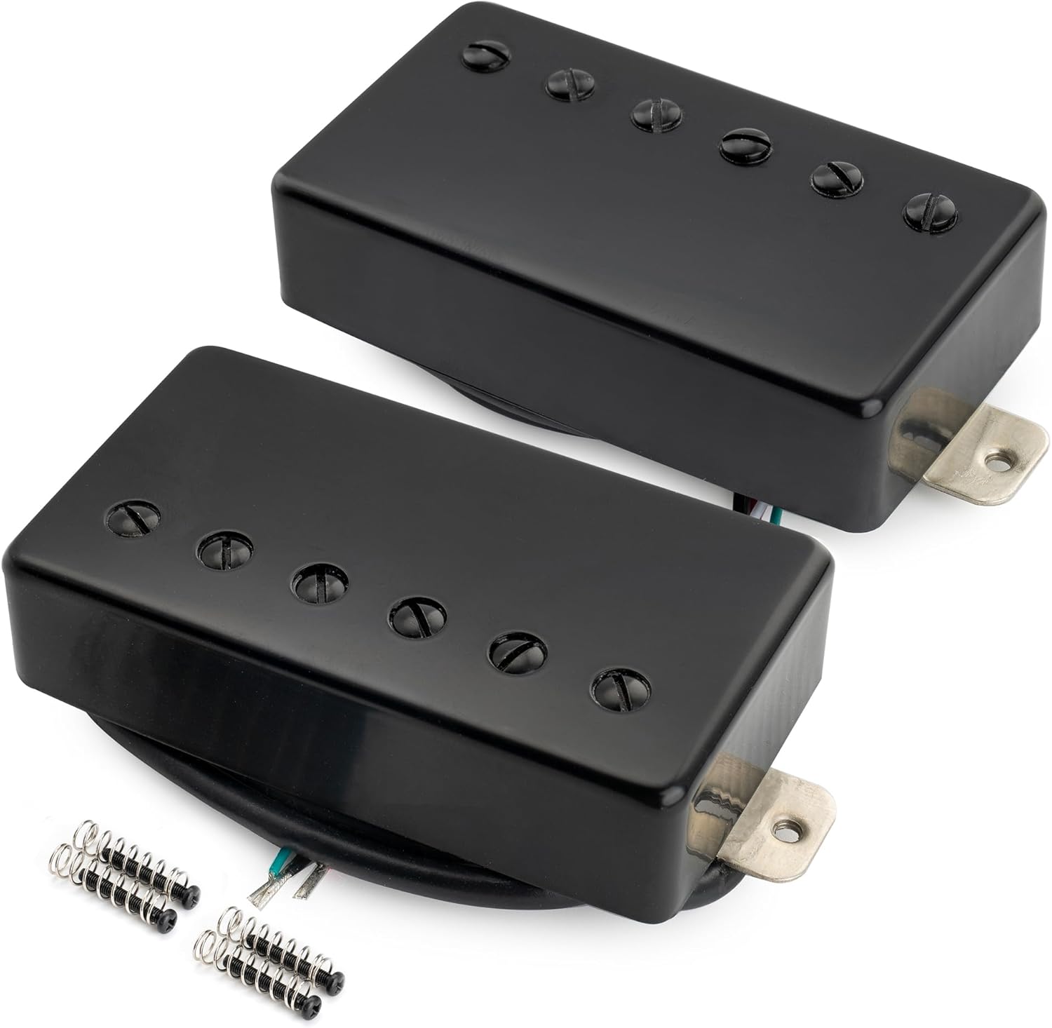 Musiclily Pro LP-CMHA Alnico 5 Covered Humbucker Neck Bridge Pickups Set 7.5K/16K for LP Style Electric Guitar, Black