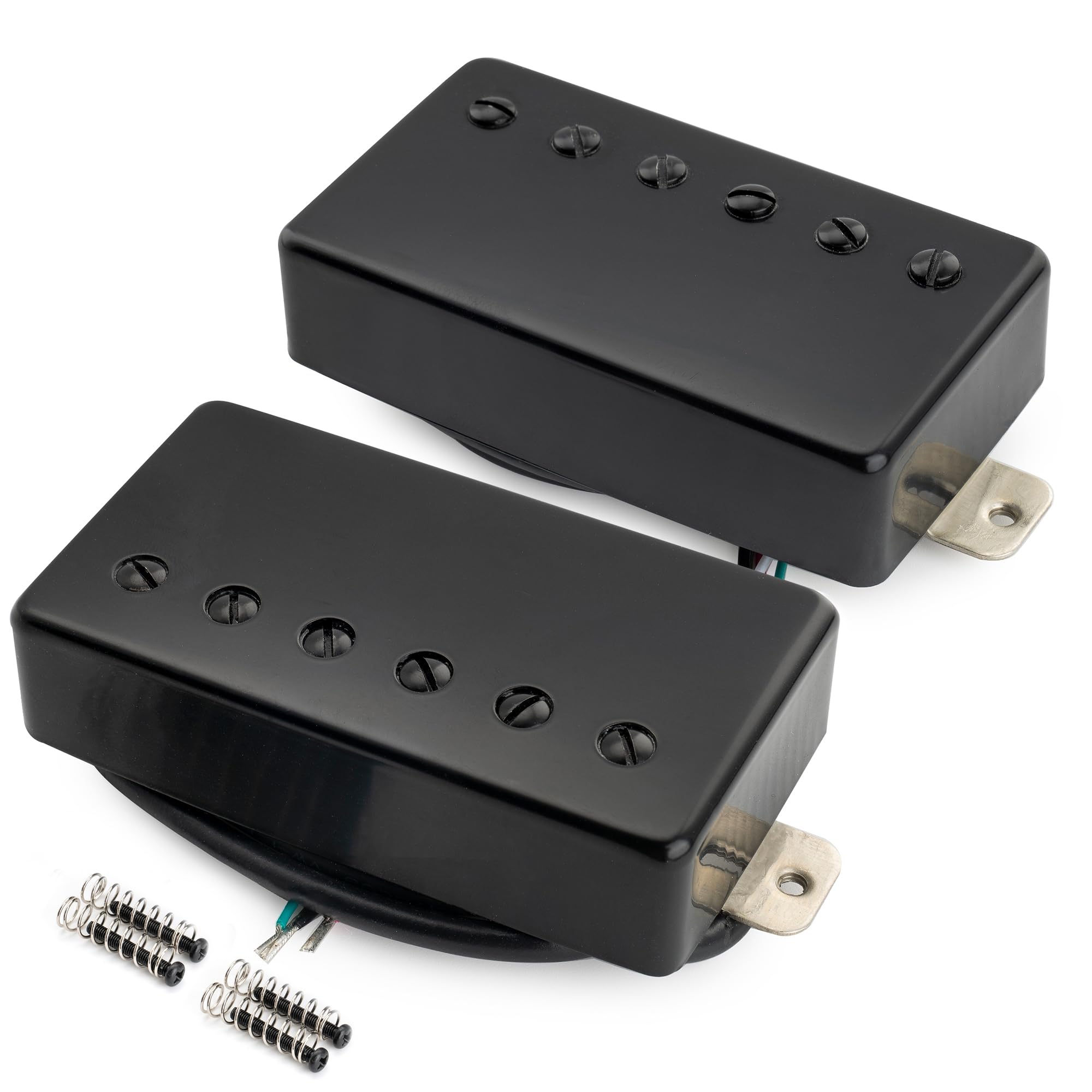 Musiclily Pro LP-CMHA Alnico 5 Pastillas Humbucker Cubierta Mástil Puente Set 7,5K/16K para Guitarra Eléctrica tipo LP, Negro
