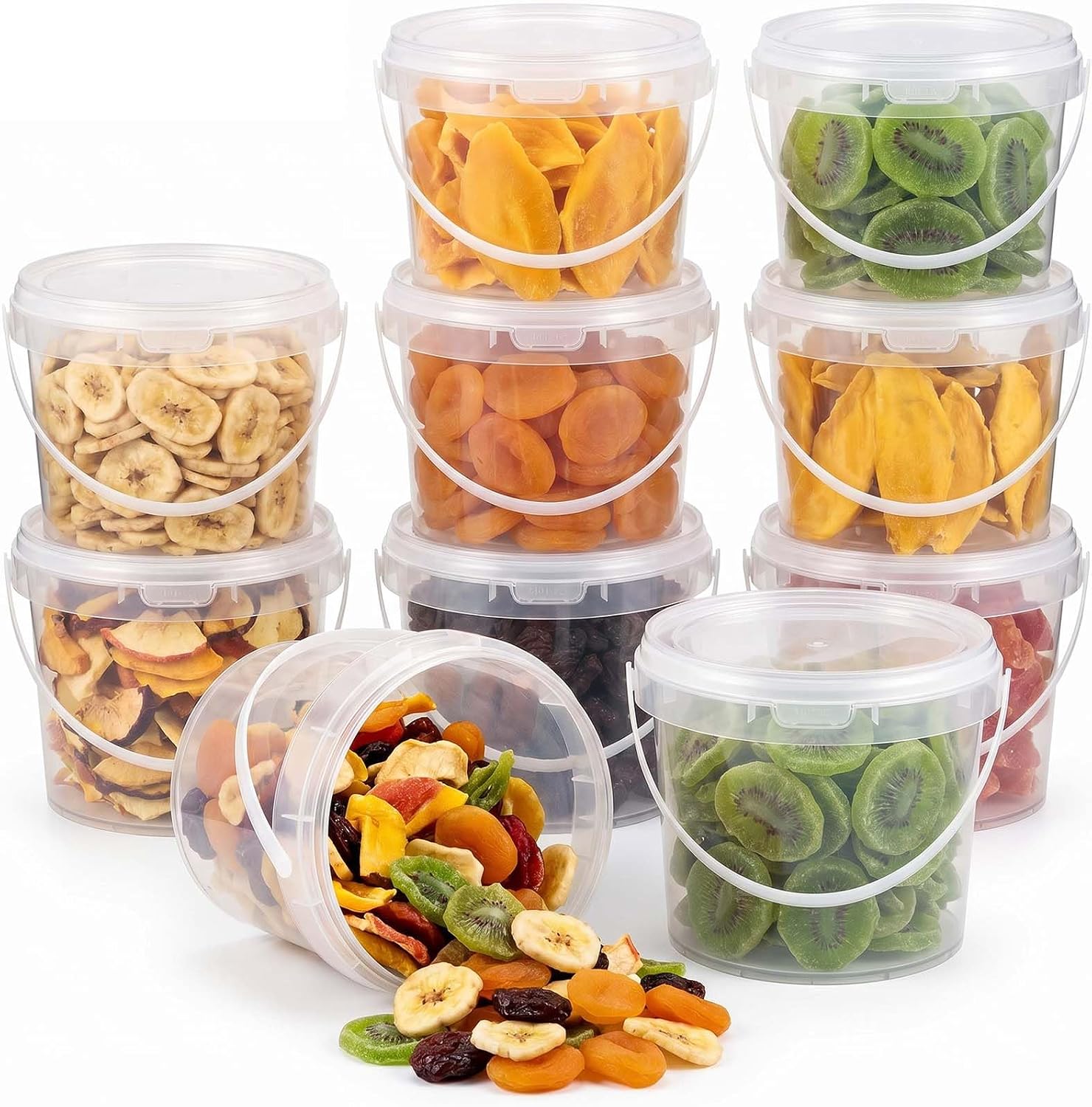 20 Pack Clear Bucket with Lid 1.5L Ice Cream Containers, 50 oz Plastic Storage Tubs with Airtight Seal, Freezer and Microwave Safe Food Grade Buckets for Kitchen Organization