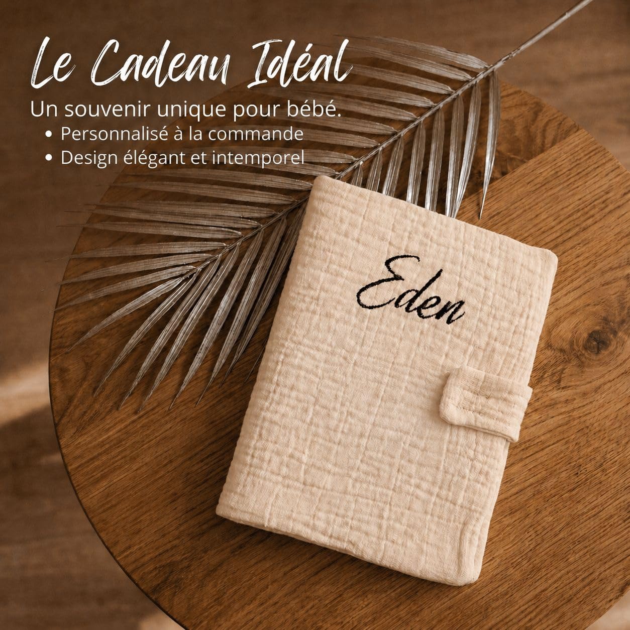 Protège Carnet de Santé Personnalisé Bébé – Prénom Personnalisable – Cadeau Naissance Original – Anniversaire, Noël, Toutes Occasions – Fabriqué en France – Beige