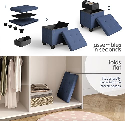 Miniatura 291 de Otomana plegable para dormitorio o sala de estar, con contenedores de almacenamiento, reposapiés para el extremo de la cama, soporta hasta 660 lb,
