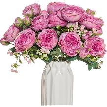 2 Bunches Artificial Flowers, Silk Peony Fake Flowers, Decorative Artificial Flower, Beautiful Fake Flower, Faux Flowers for Home Wedding Hotel Office Centerpiece Decor