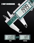 Digital Caliper - Stainless Steel Electronic Vernier Caliper Measuring Tool with Large LCD Screen, 0-6 Inch/150mm, Inch/MM Conversion, IP54 Waterproof, Auto-Off Feature