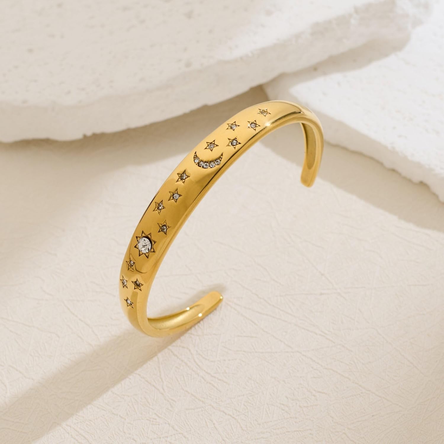 Chunky Gold Bracelet for Women 14K Gold Plated Wide Open Bangle Trendy Boho Statement Bangle Bracelet Fashion Jewelry Gift for Her - Image 6