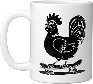 Chicken Skateboarder Skateboarding Skateboarder Skateboard Ceramic Mug, White