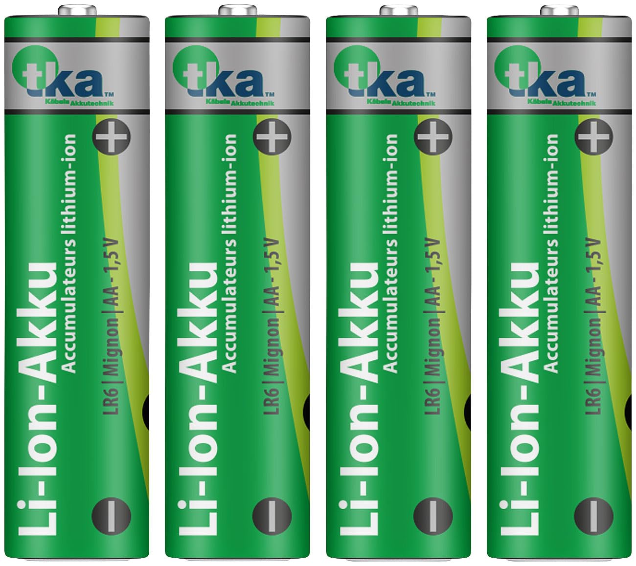tka Köbele Akkutechnik Universal AA Akku: 16er-Set Li-Ion-Akkus Typ AA/Mignon, 3600 mWh, wiederaufladbar, 1,5V (hohe Kapazität, Li-Ion 1,5V, RC)