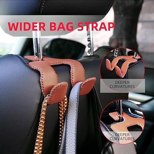 Miniatura 11 de Ganchos para reposacabezas de automóvil, organizador de almacenamiento para asiento trasero de automóvil, bolsas mejoradas 2 en 1, percha de cuero