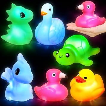 6 Pack Light Up Baby Bath Toys for Kids Toddlers Ages 1-3, Animal Flashing LED Bathtub Toys Bathtime Floating Rubber Shower Fidget Toys for Kids Boys Girls Swimming Pool Birthday Gifts Party Favors