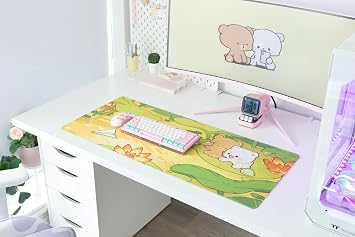 Pond Adventure Desk Mat Authentic Milkmochabear Merchandise Cute Extra Large Gaming Mouse Pad with Non-Slip Rubber Base for Computer Keyboard Laptop Home Office Accessories (35.5 x 15.7)