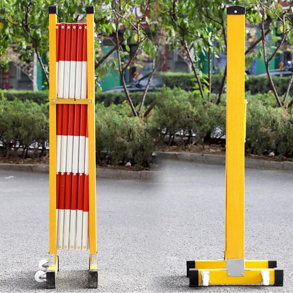 Genérico Barreras de tráfico móviles Extensibles con Ruedas – Valla de Seguridad Industrial retráctil Ajustable, Puerta de Acceso roja para gestión de visitantes y Control de multitudes, solución de
